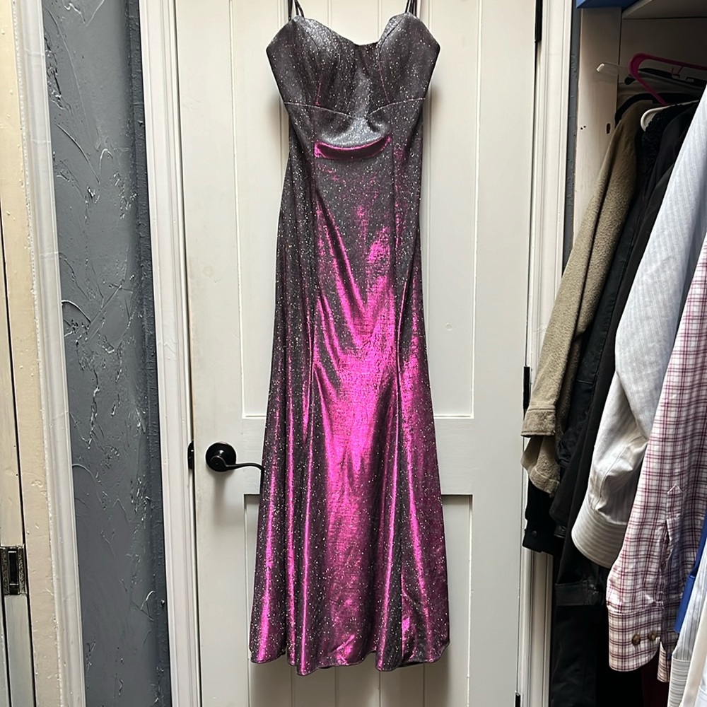 Long prom dress with tie open back